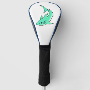 cartoon smiling shark mint blue green ocean animal golf head cover