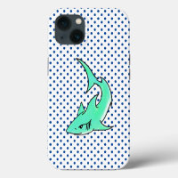 cartoon smiling shark mint blue green ocean animal