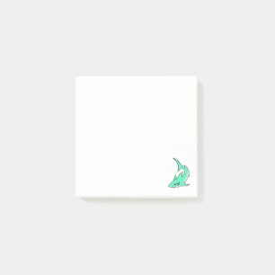 cartoon smiling shark mint blue green ocean animal post-it notes