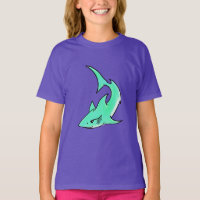 cartoon smiling shark mint blue green ocean animal