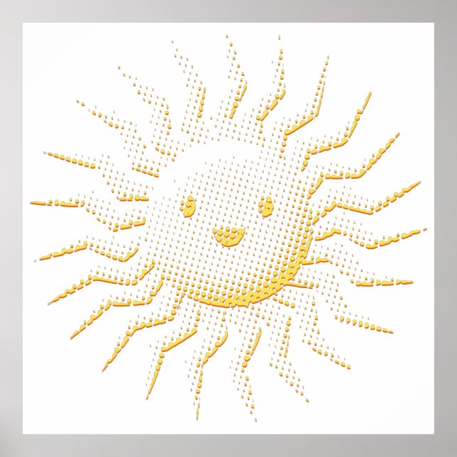 Cartoon Smiling Sun Face Poster (Front)
