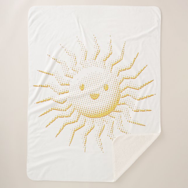 Cartoon Smiling Sun Face Zazzle HEART Tote Bag Sherpa Blanket (Front)