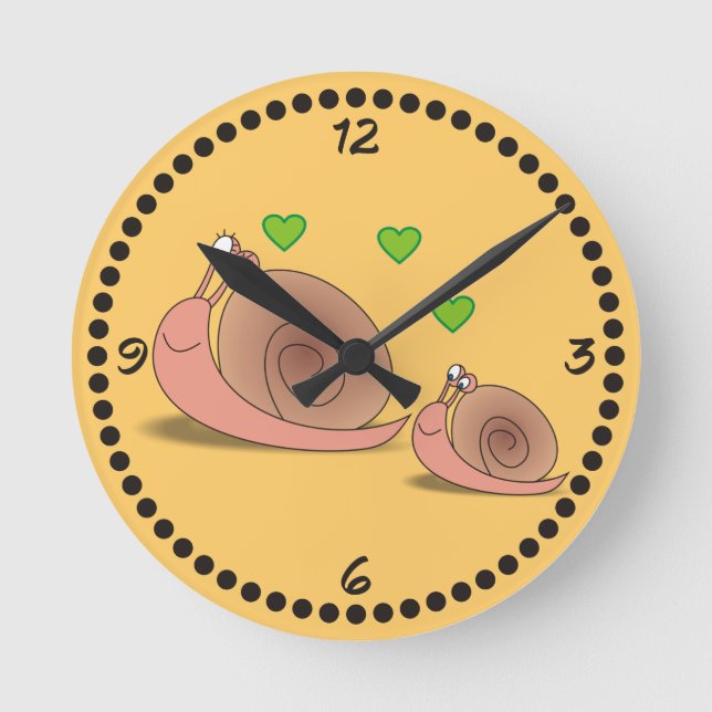 Cartoon Snails Cute Wall Clocks with Numbers (Front)