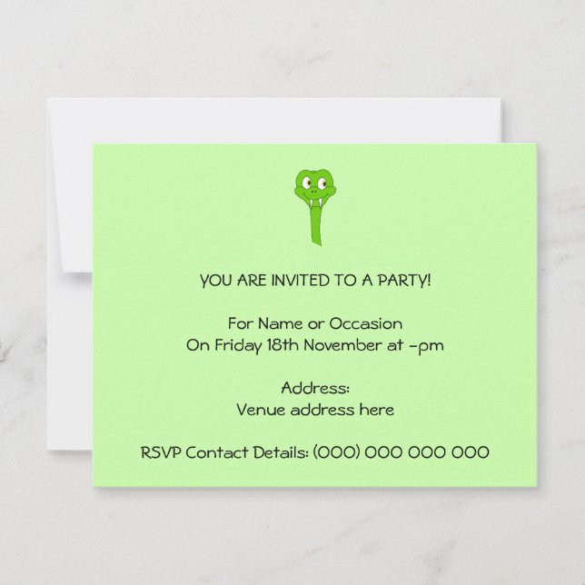 Cartoon Snake Invitation (Front)