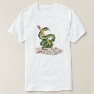 Cartoon Snake Wrapped Around Pencil – Hand-Drawn T-Shirt