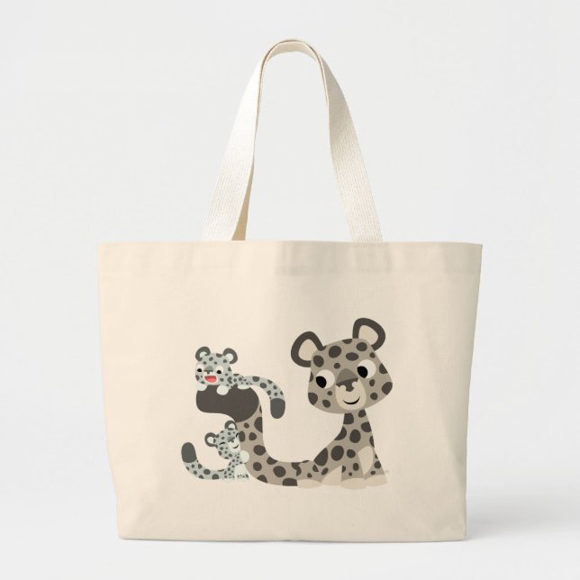 Cartoon Snow Leopard and Cubs Bag (Front)