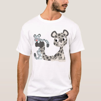 Cartoon Snow Leopard and Cubs Children T-shirt