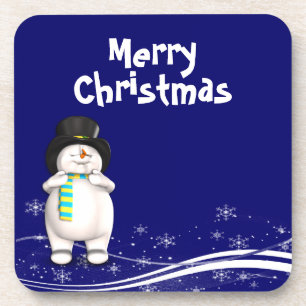 Cartoon Snowman Christmas Coaster