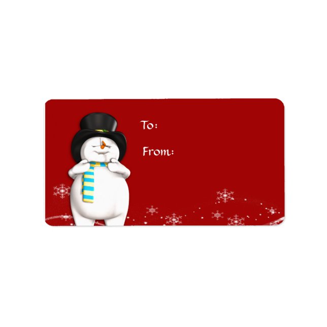 Cartoon Snowman Christmas Gift Tag (Front)