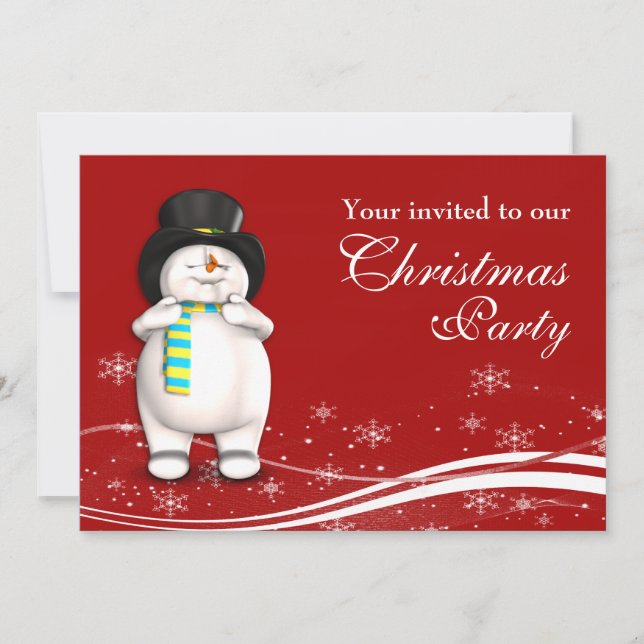 Cartoon Snowman Christmas Party Invitation (Front)