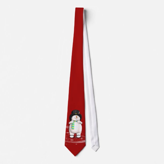 Cartoon Snowman Christmas Tie (Front)