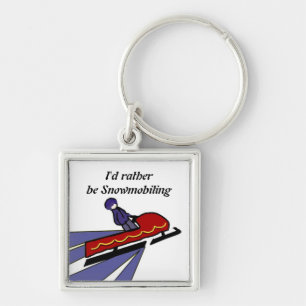 Cartoon Snowmobile Design Key Ring
