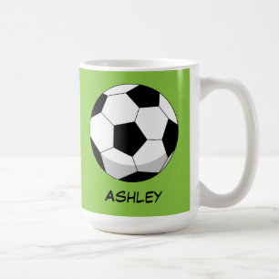 Cartoon Soccer Ball Add Your Name Coffee Mug