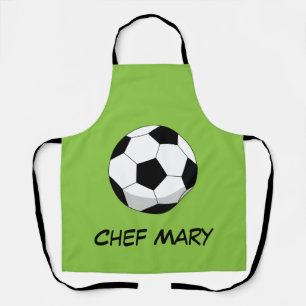 Cartoon Soccer Ball   Add Your Name or Text Apron