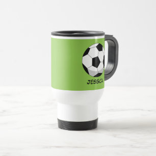 Cartoon Soccer Ball Add Your Name Travel Mug