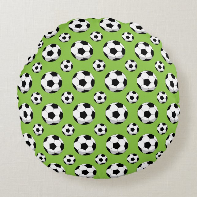 Cartoon Soccer Ball Pattern Round Cushion (Front)
