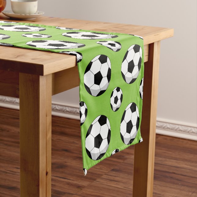 Cartoon Soccer Ball Pattern Short Table Runner (In Situ)