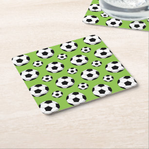 Cartoon Soccer Ball Pattern Square Paper Coaster