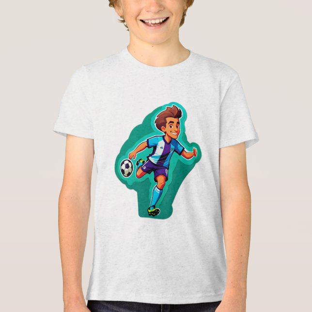 Cartoon Soccer Player Tri-Blend Shirt (Front)