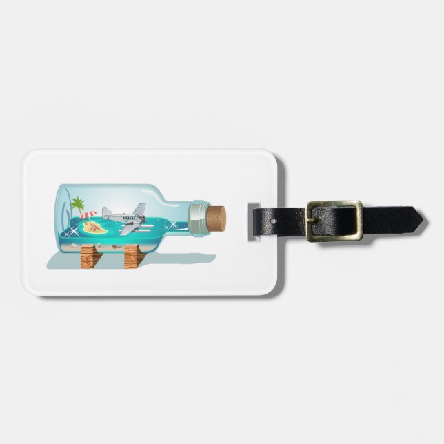 Cartoon Souvenir Bottle Luggage Tag (Front Horizontal)