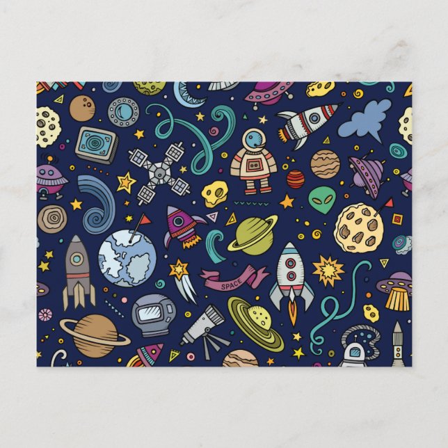 Cartoon Space Explorer Birthday Kids Theme Postcard (Front)