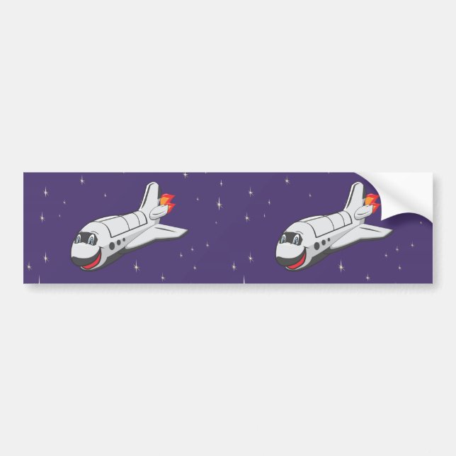 Cartoon Space Shuttle Bumper Sticker (Front)