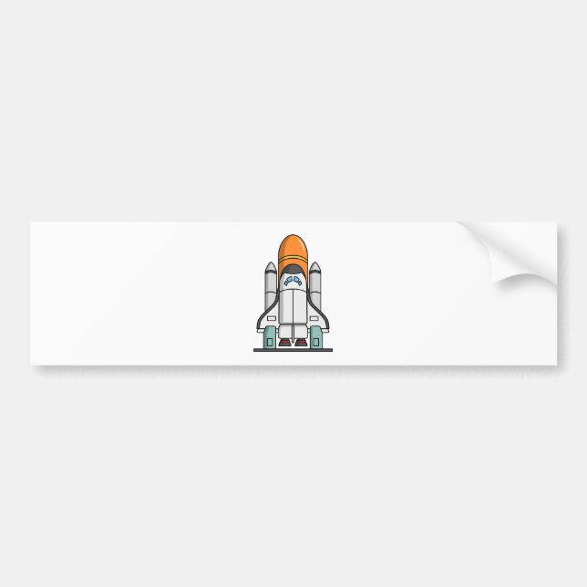 Cartoon Space Shuttle Bumper Sticker (Front)