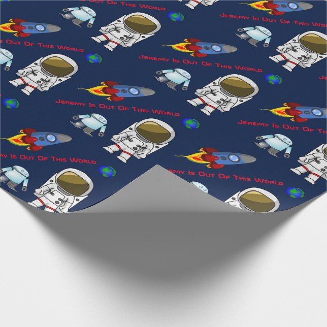 Cartoon Space Theme Custom Birthday Wrapping Paper (Corner)