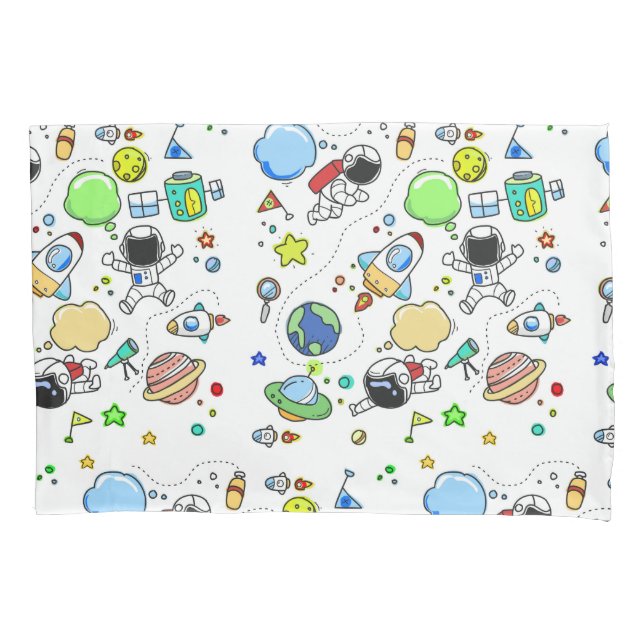 Cartoon Space Theme Pillow Case (Front)