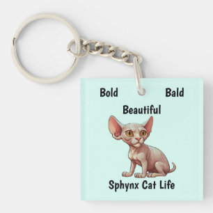 Cartoon Sphynx Cat Key Ring