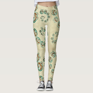 Cartoon Spiral Bear Character Leggings