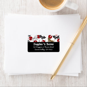 Cartoon Spotted Doggies & Bones Cute Fun Labels