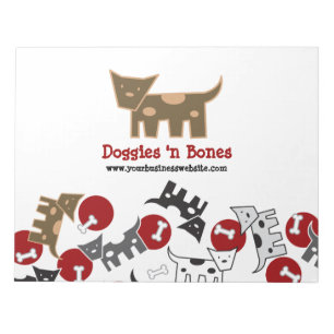 Cartoon Spotted Doggies & Bones Cute Fun Notepad