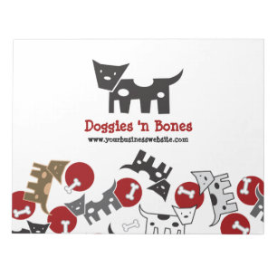 Cartoon Spotted Doggies & Bones Cute Fun Notepad