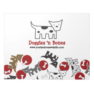 Cartoon Spotted Doggies & Bones Cute Fun Notepad