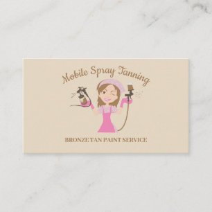 Cartoon Spray Body Paint Lady Mobile Tanning Business Card