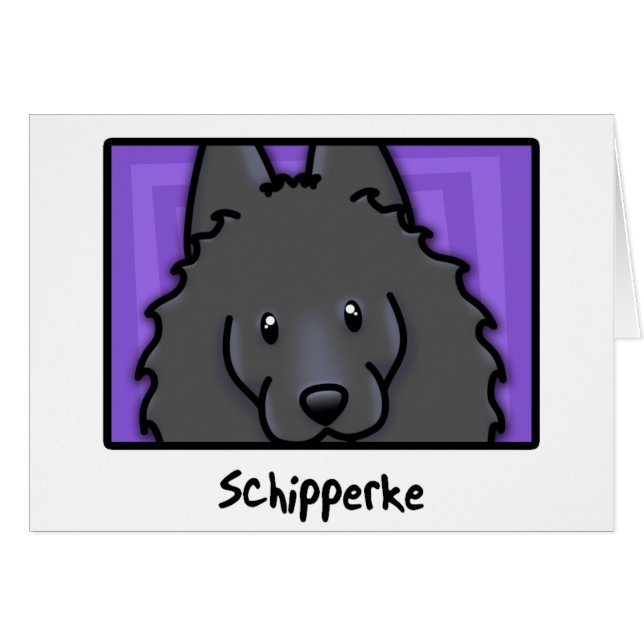Cartoon Square Schipperke (Front Horizontal)