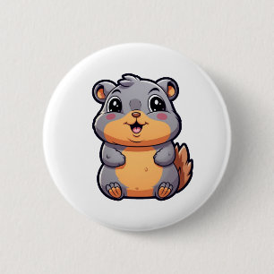 Cartoon squirrel illustration 6 cm round badge
