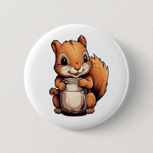 Cartoon squirrel illustration 6 cm round badge