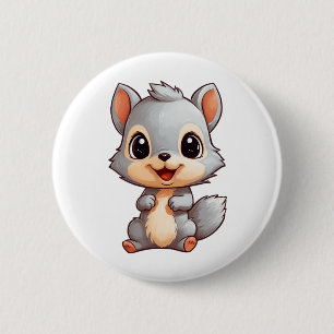 Cartoon squirrel illustration 6 cm round badge