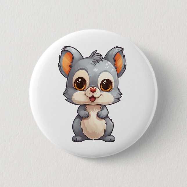 Cartoon squirrel illustration 6 cm round badge (Front)