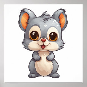 Cartoon squirrel illustration poster