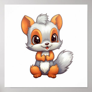 Cartoon squirrel illustration poster