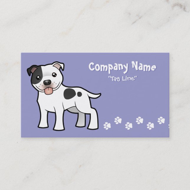 Cartoon Staffordshire Bull Terrier Business Card (Front)