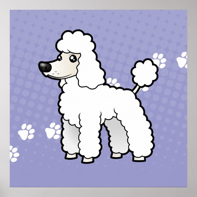 Cartoon Standard/Miniature/Toy Poodle (puppy cut) Poster (Front)