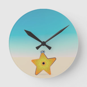 Cartoon Starfish Round Clock