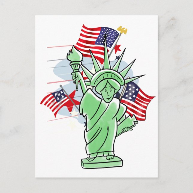 Cartoon Statue of Liberty Postcard (Front)