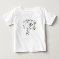 Cartoon stick figure giraffe mom and son T-shirts