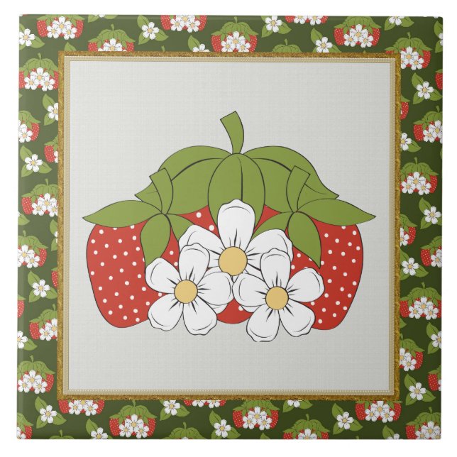 Cartoon Strawberry kitchen or Restraunt tile (Front)
