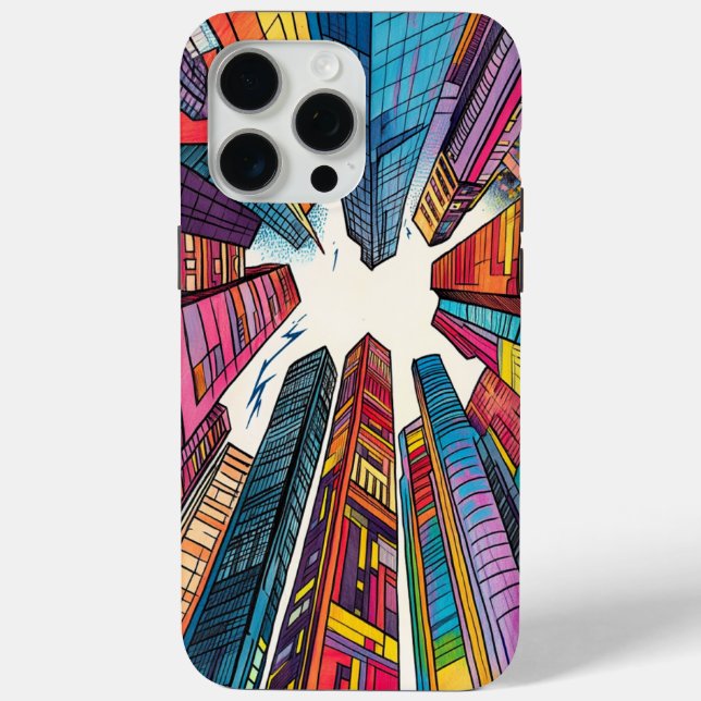 Cartoon Style Buildings iPhone Case (Back)